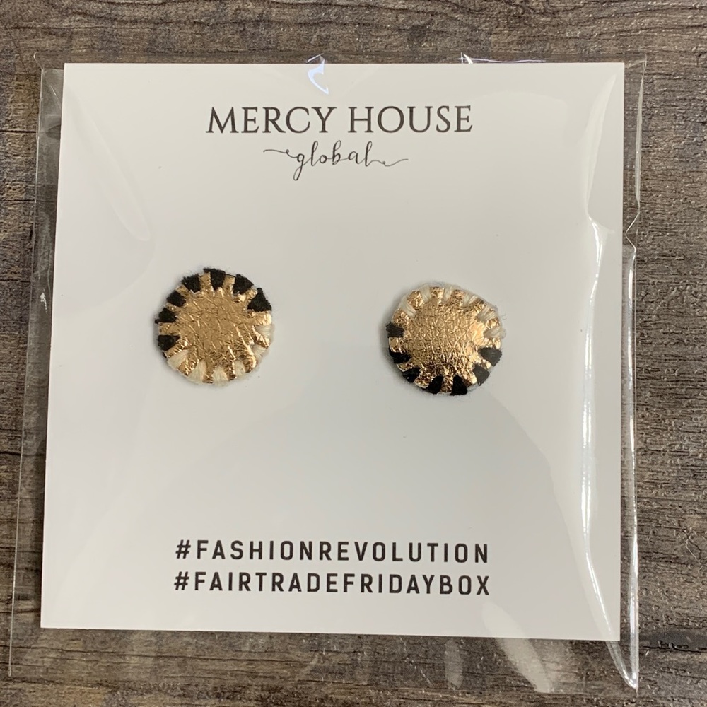 Mercy House Global Leather Stud Earrings